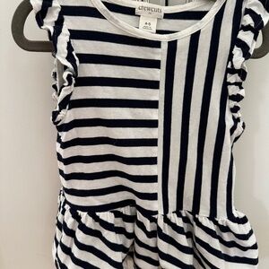 Girls Crewcuts Navy & White Stripe Top - size 4-5
